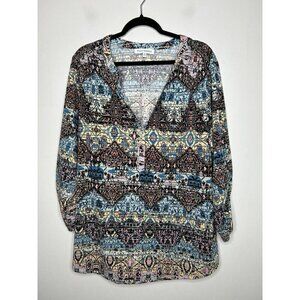Emily Daniels Flowey Top Women's Plus Size Geometric Print Size 1X